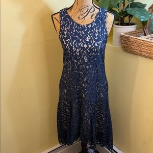 Anthropologie Maeve Navy Sleeveless Lace Midi Dress XS